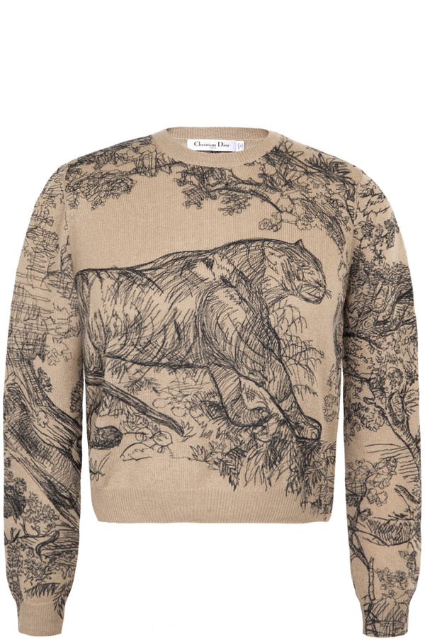 CHRISTIAN DIOR Knit Top Cashmere Toile de Jouy