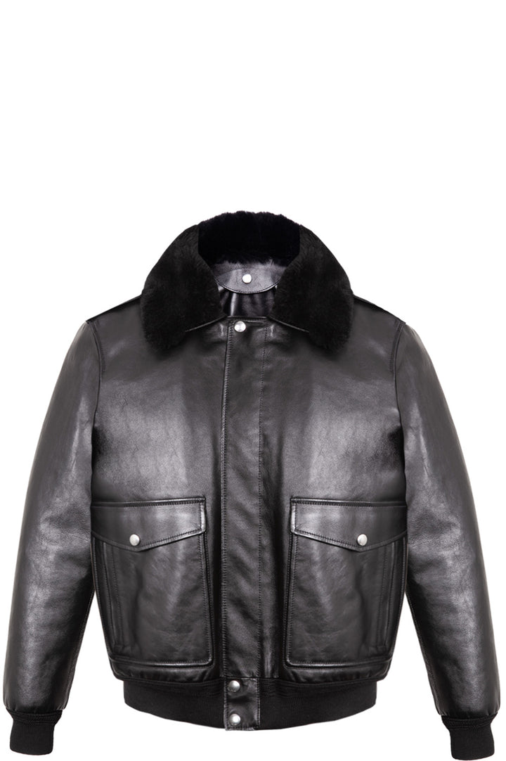 CELINE Pilot Leather Jacket Black