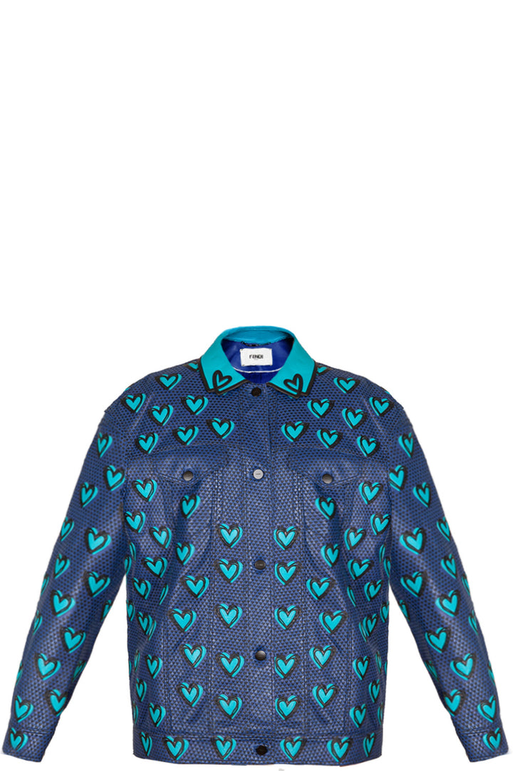 FENDI Jacket Leather Hearts Blue