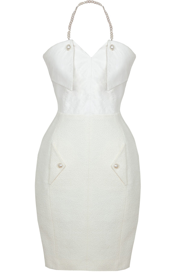 CHANEL Dress White Leather Top Spring 2012