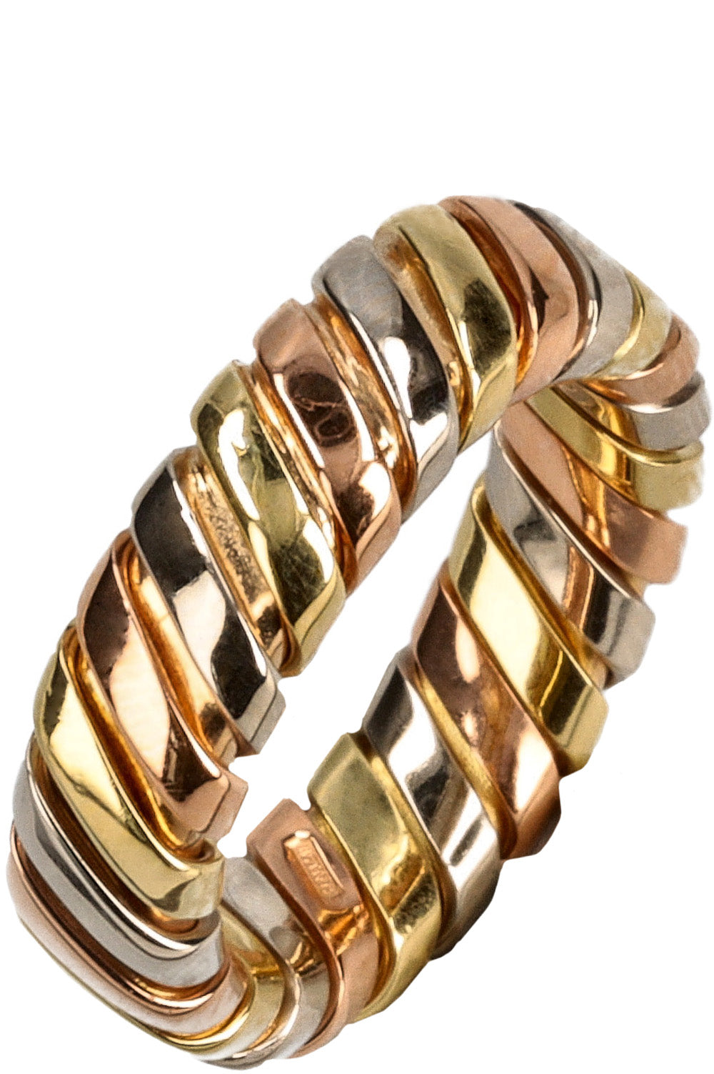 BVLGARI Vintage Tubogas Ring Tricolor Gold