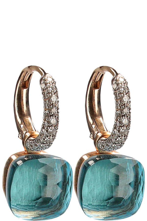 POMELLATO Boucles d'oreilles Nudo Diamants Topaze Bleu
