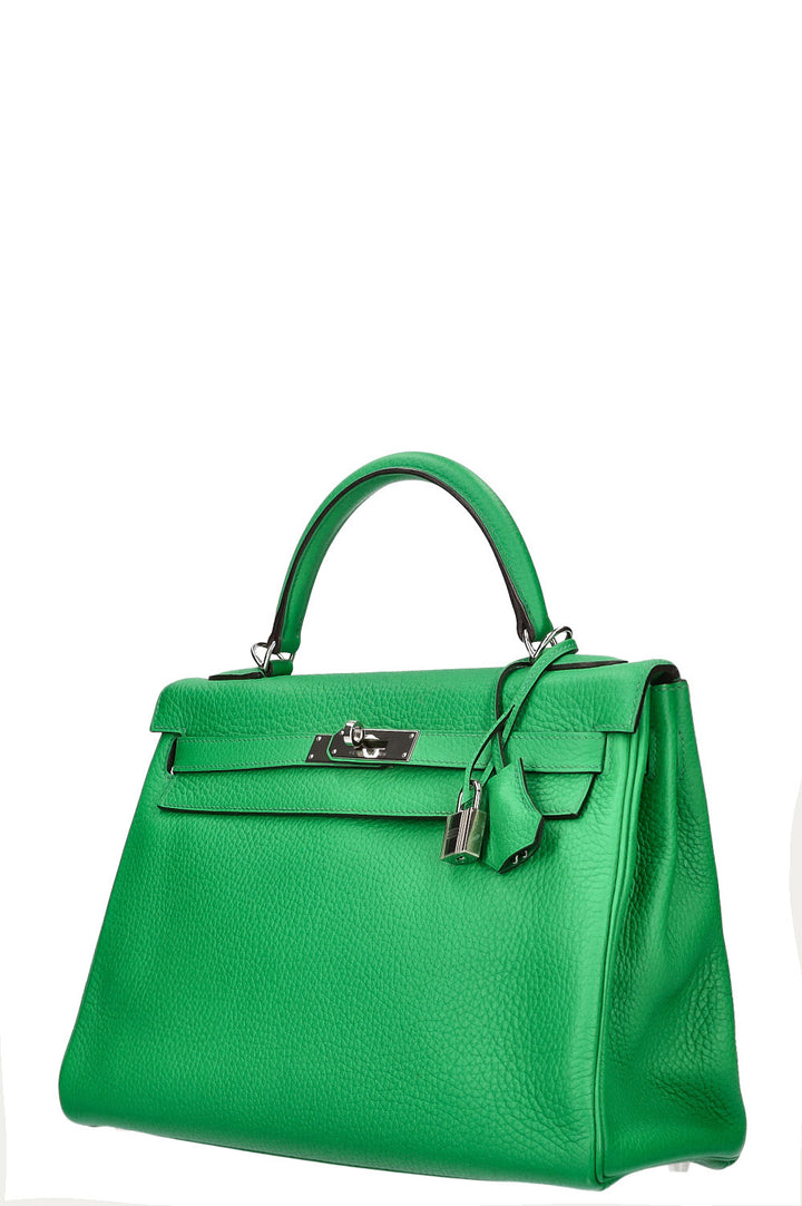 HERMÈS Kelly 32 Clemence Vert Bamboo