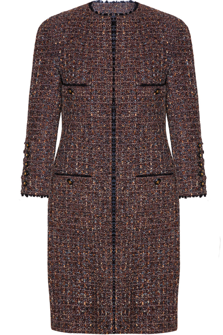 CHANEL Tweed Coat Brown