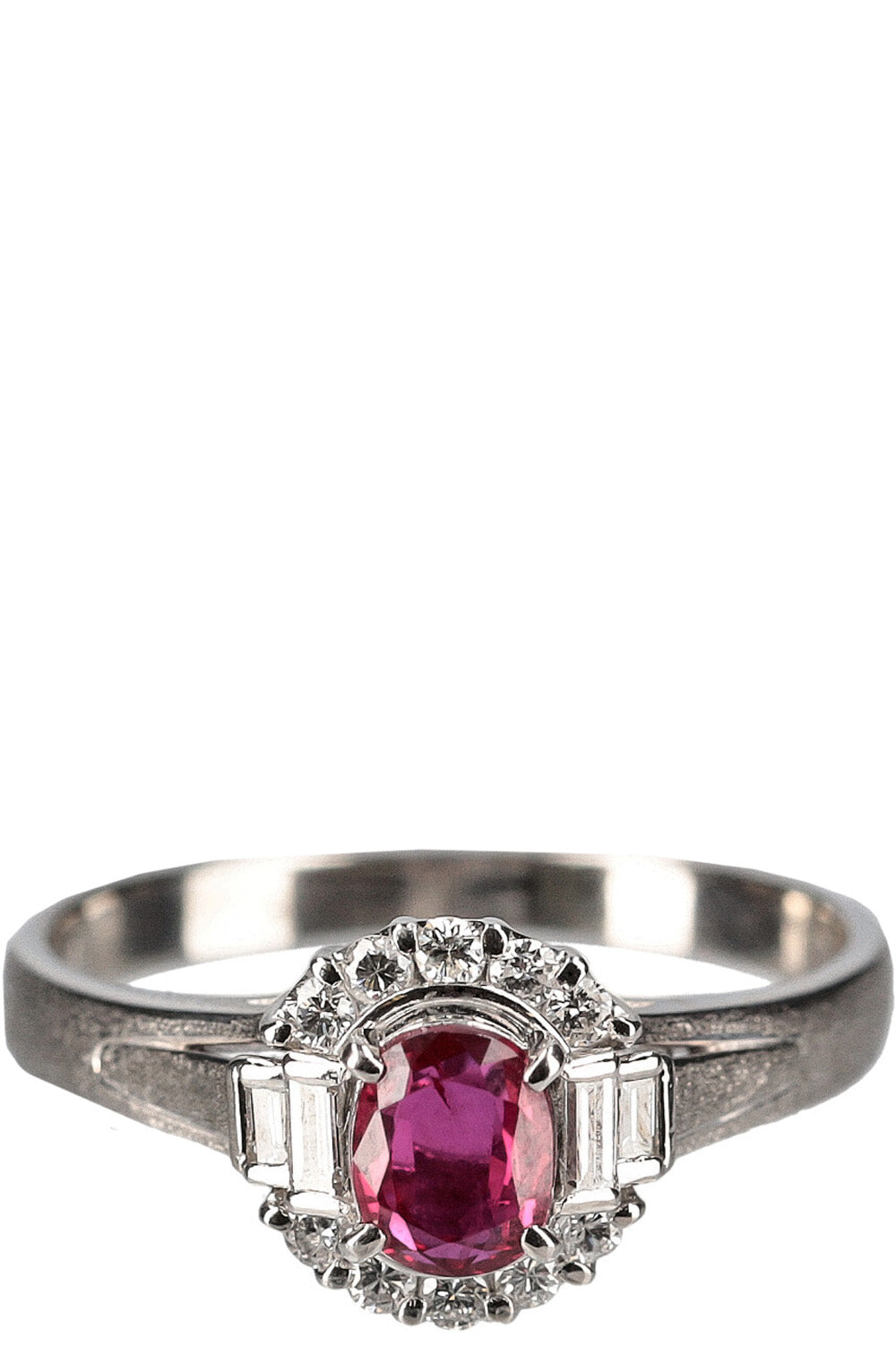 VINTAGE JEWELRY Ruby Diamonds Ring Platin