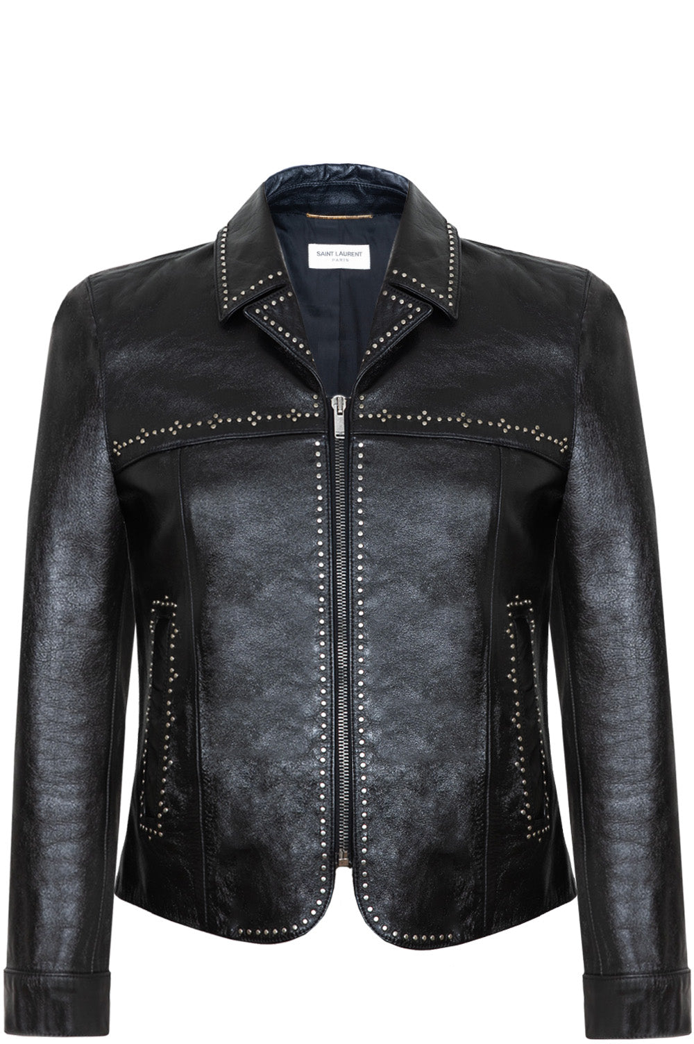 SAINT LAURENT Leather Jacket Studs Black