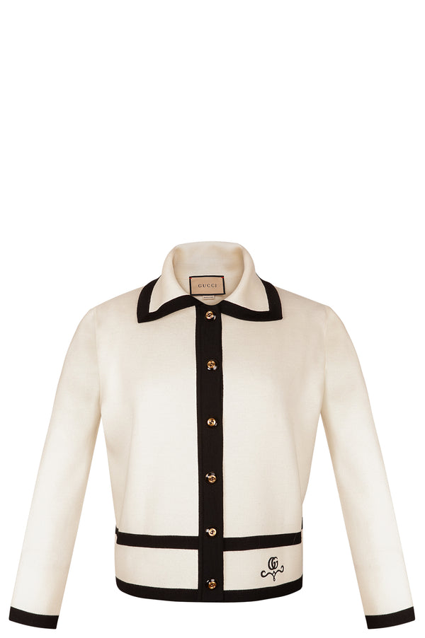 Gucci Knit Jacket White Black Gold