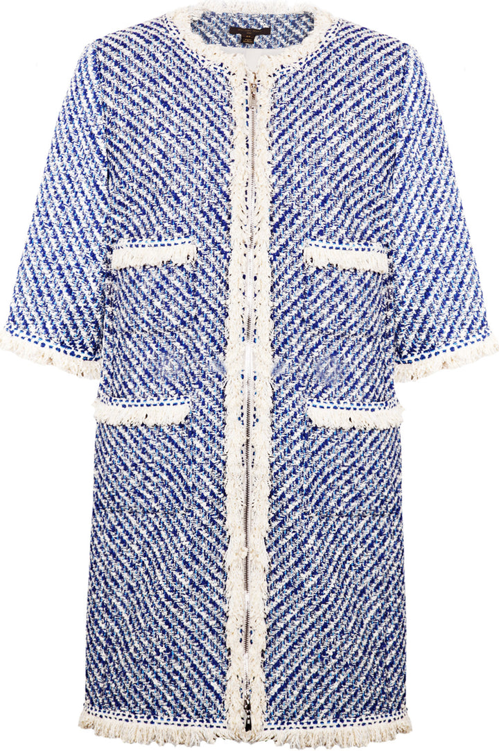 LOUIS VUITTON Coat Tweed Blue and White