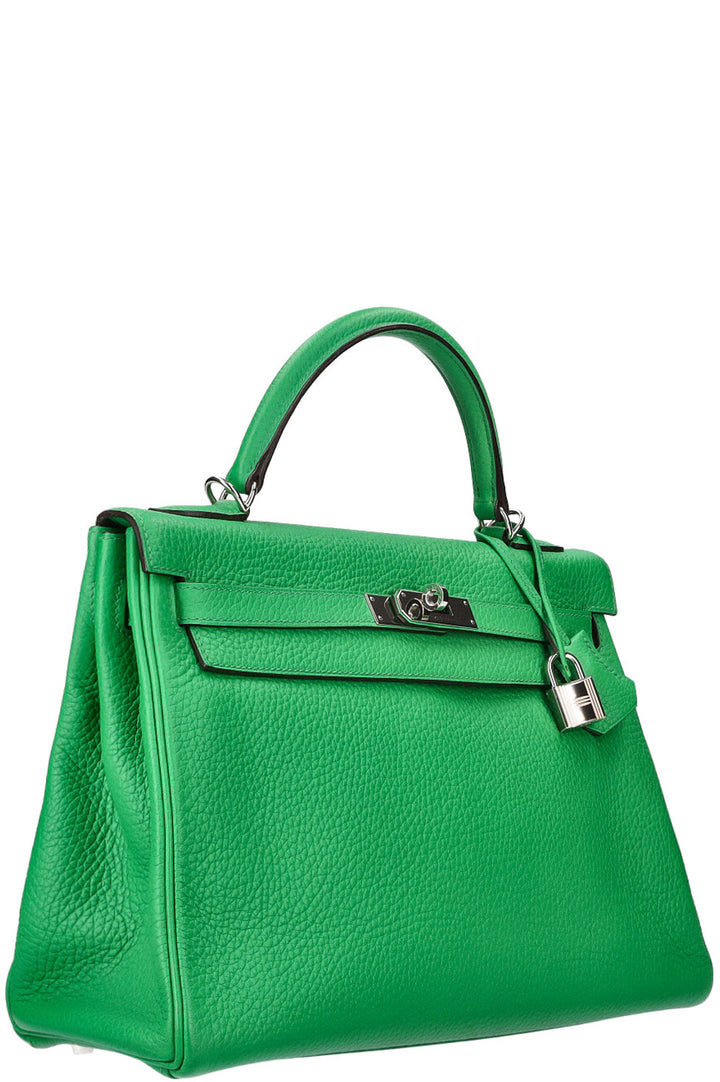 HERMÈS Kelly 32 Clemence Vert Bamboo