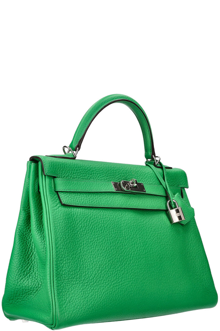 HERMÈS Kelly 32 Clemence Vert Bambou