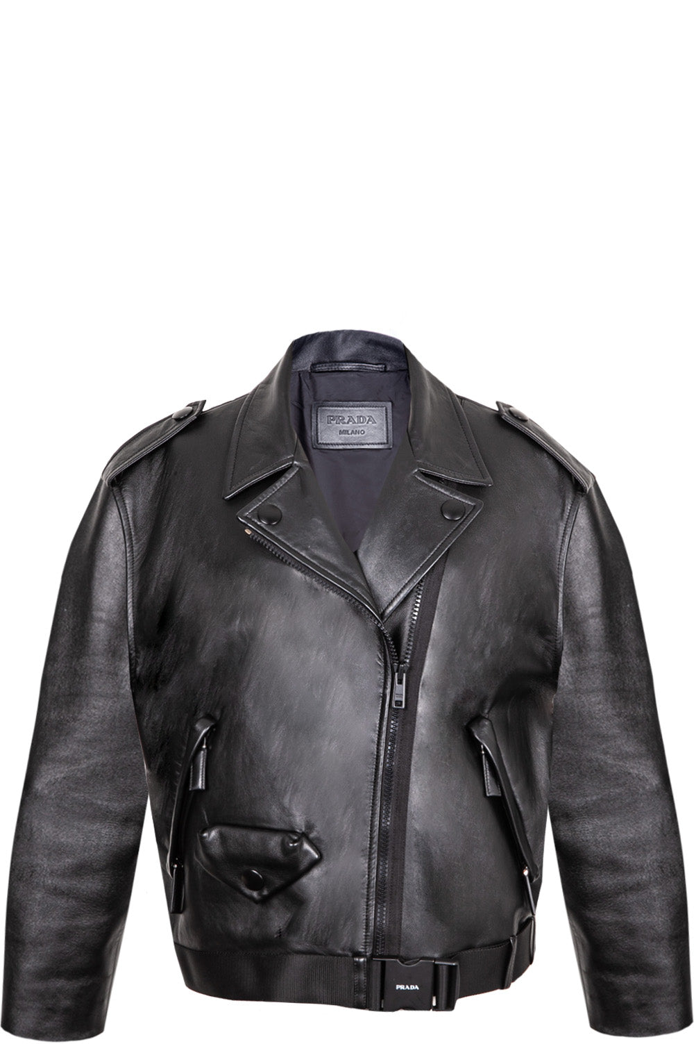 PRADA Biker Jacket Leather Black