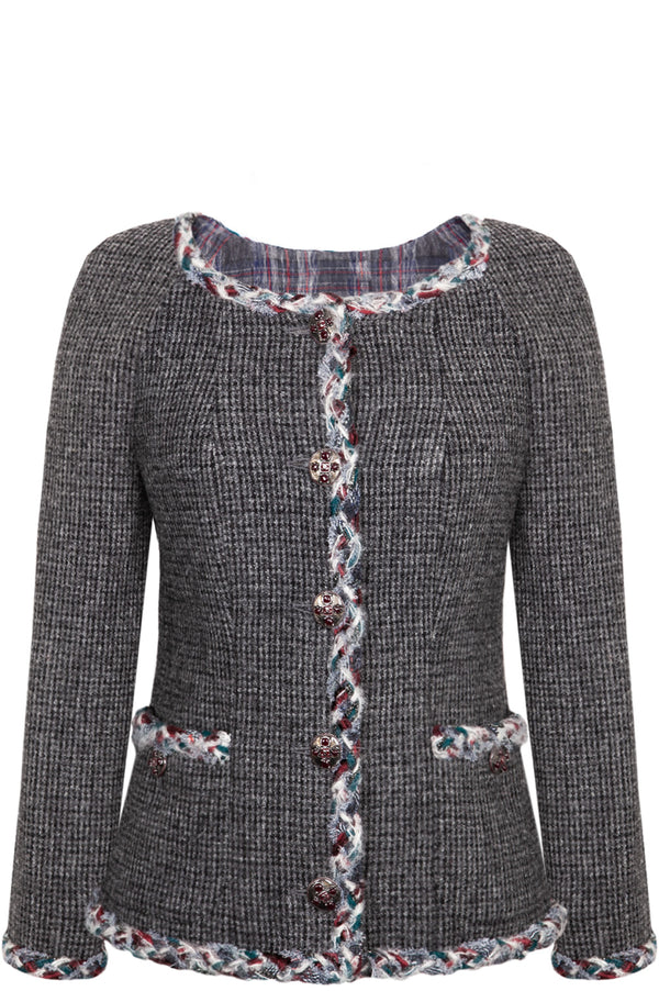CHANEL Jacket Tweed Grey Paris Edinburg