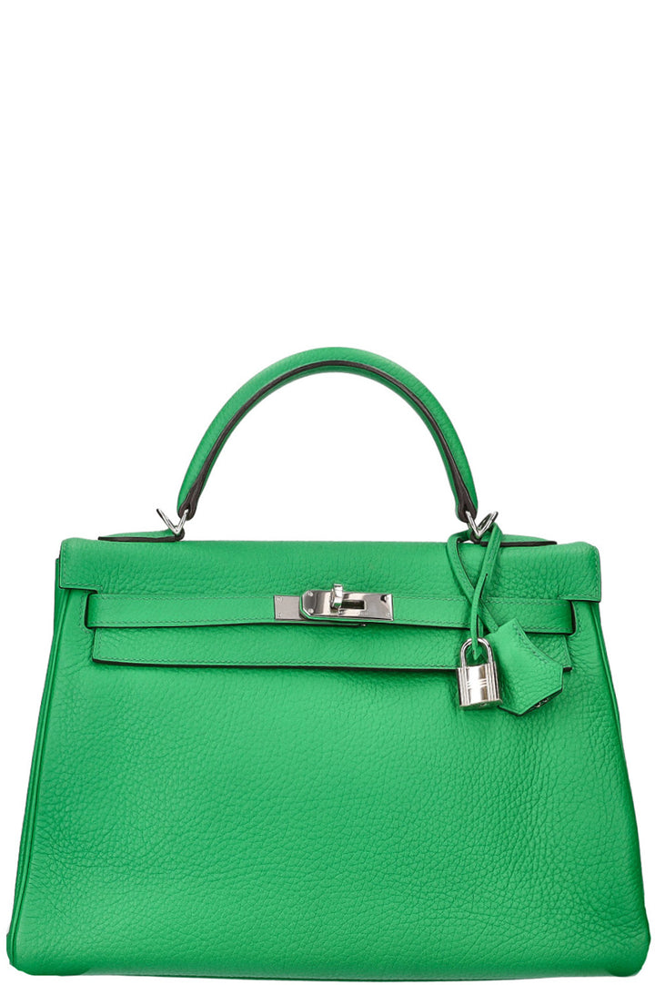 HERMÈS Kelly 32 Clemence Vert Bamboo