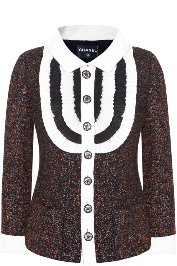 CHANEL Veste Marron et Blanc Automne 2015