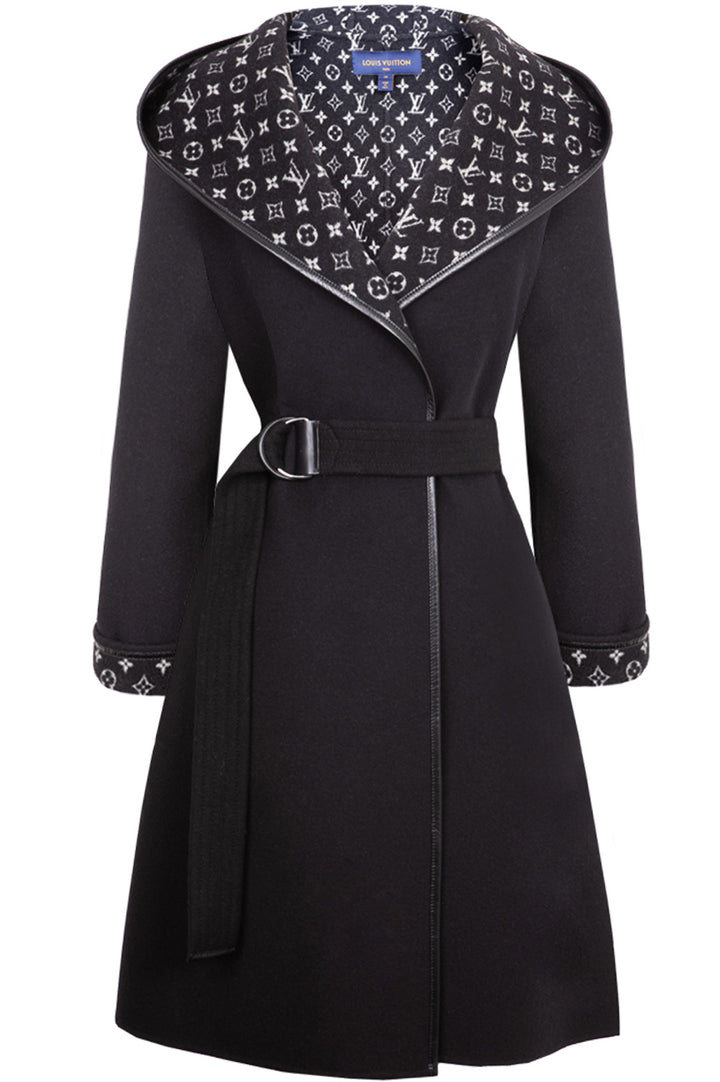 LOUIS VUITTON Monogram Wrap Coat Black