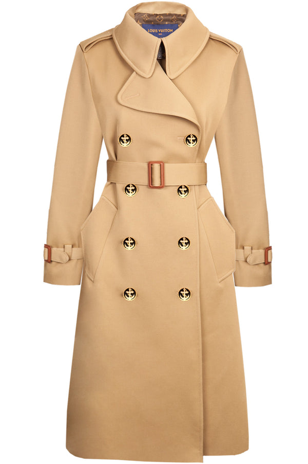 LOUIS VUITTON Trench Coat with Anchor Buttons Beige