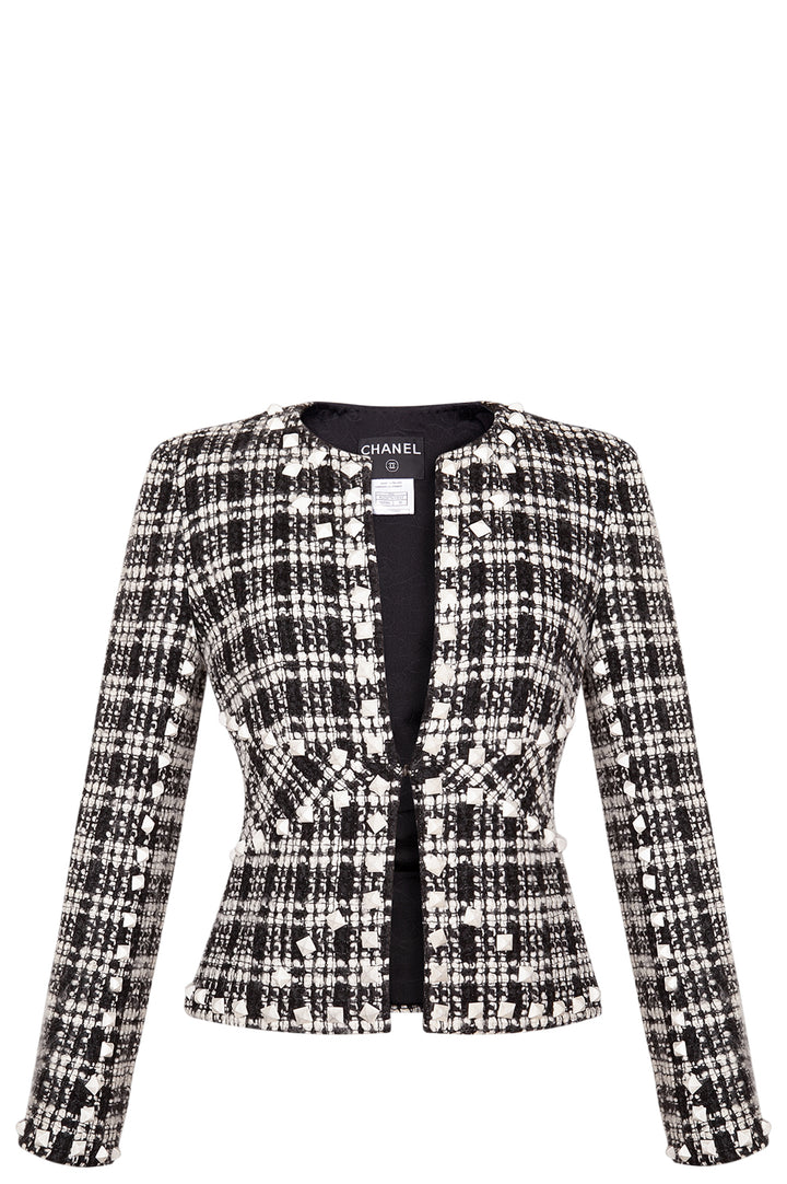 CHANEL deux pièces clous blancs noirs 03A