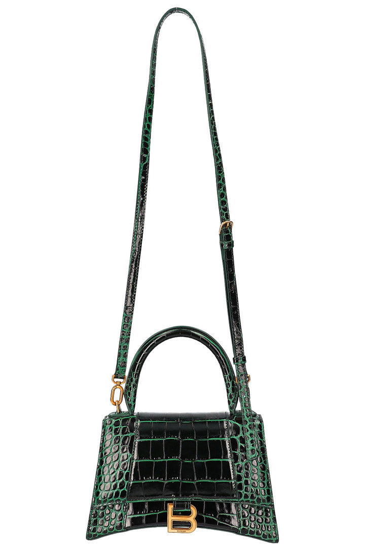 Balenciaga Hourglass S Croc Embossed Green