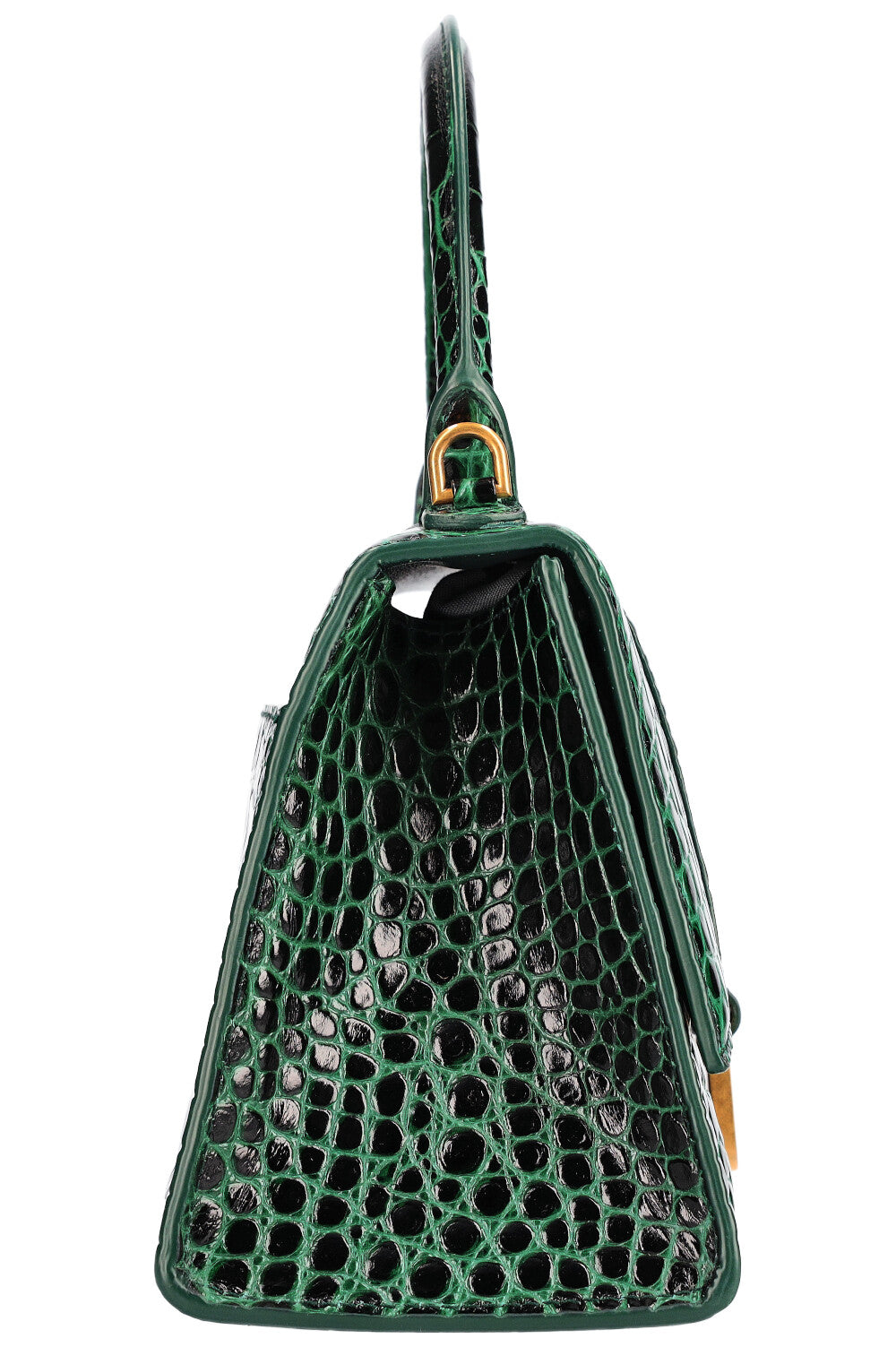 BALENCIAGA Hourglass S Croc Embossed Green