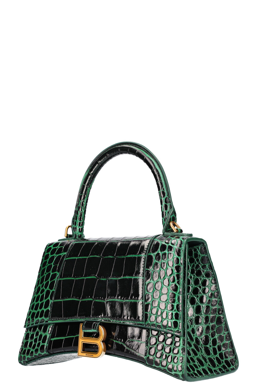 BALENCIAGA Hourglass S Croc Embossed Green REAWAKE