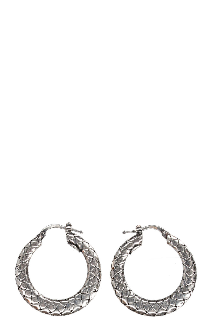 BOTTEGA VENETA Boucles d'oreilles créoles intrecciato en argent 925