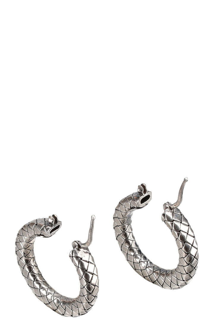 BOTTEGA VENETA Intrecciato Hoop Earrings 925 Silver