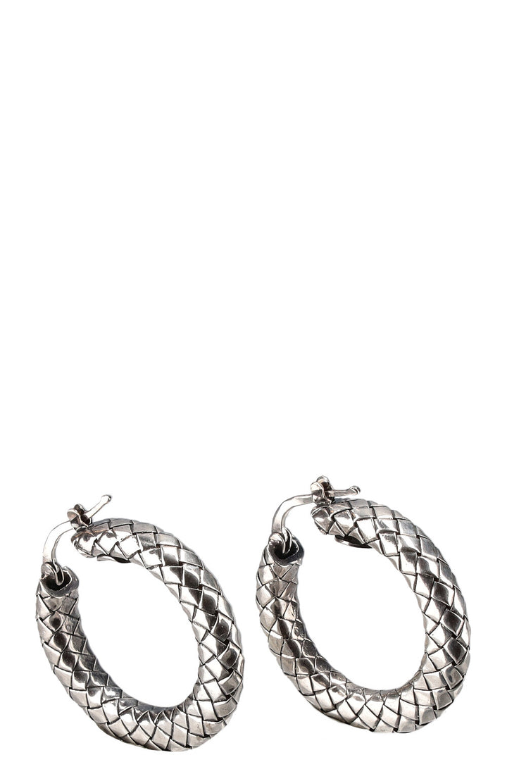 BOTTEGA VENETA Intrecciato Hoop Earrings 925 Silver