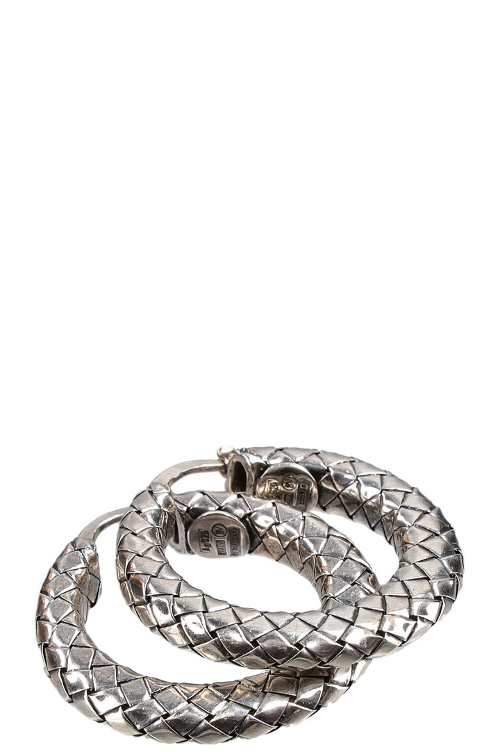 BOTTEGA VENETA Boucles d'oreilles créoles intrecciato en argent 925