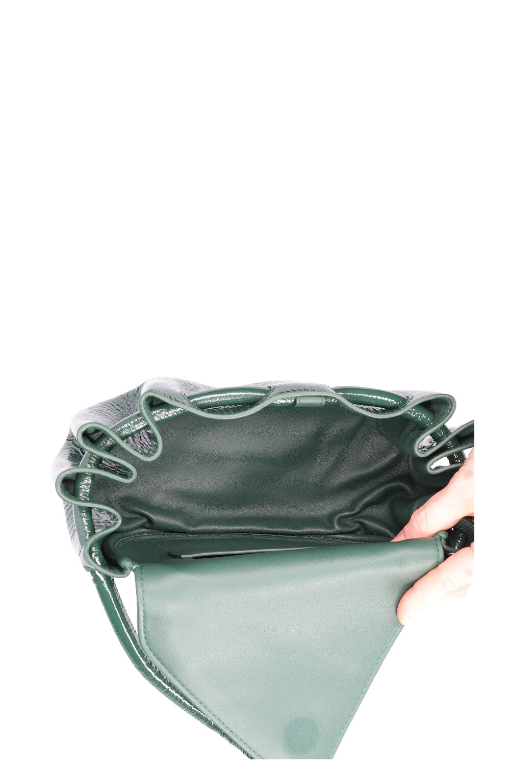 BOTTEGA VENETA Small Beak Bag Patent Green