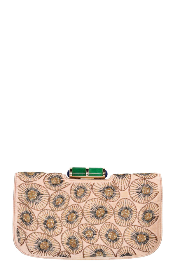 BVLGARI Embroidered Lipstick Clutch Rose