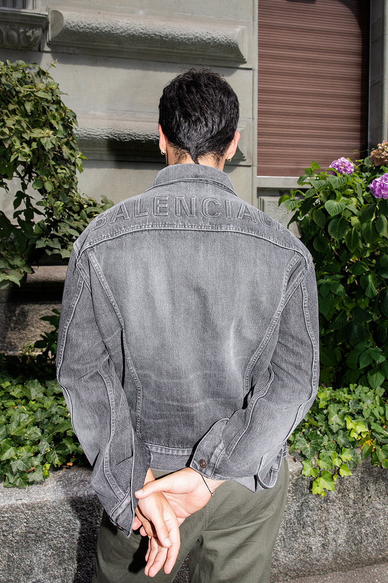 Mens Denim Style Jacket in Black Balenciaga US #48 Mens Denim Style Jacket in Black Balenciaga US