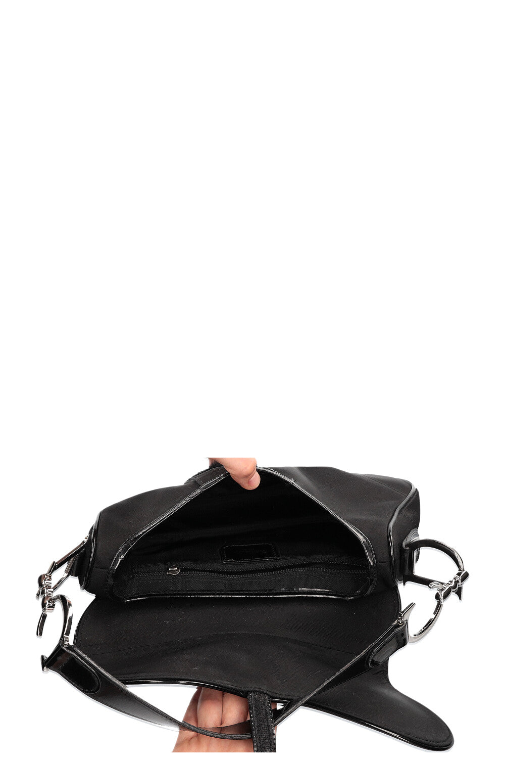 CHRISTIAN DIOR Vintage Saddle Bag Nylon Black