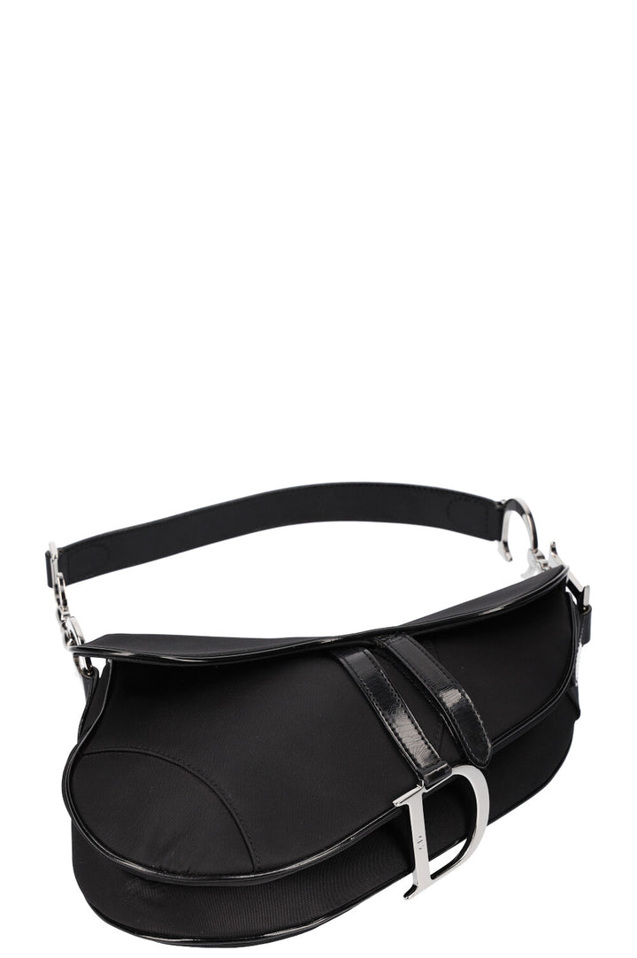 CHRISTIAN DIOR Vintage Saddle Bag Nylon Black