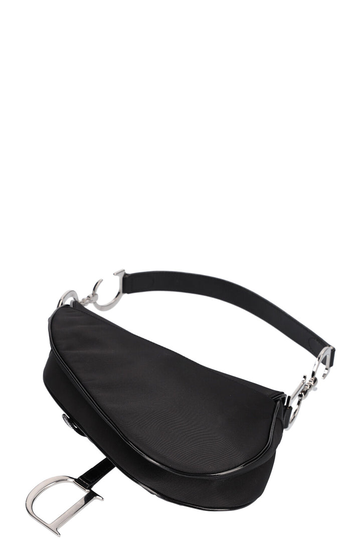 CHRISTIAN DIOR Vintage Saddle Bag Nylon Black