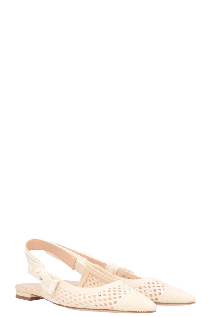 Christian Dior Lace Flats Off-White 