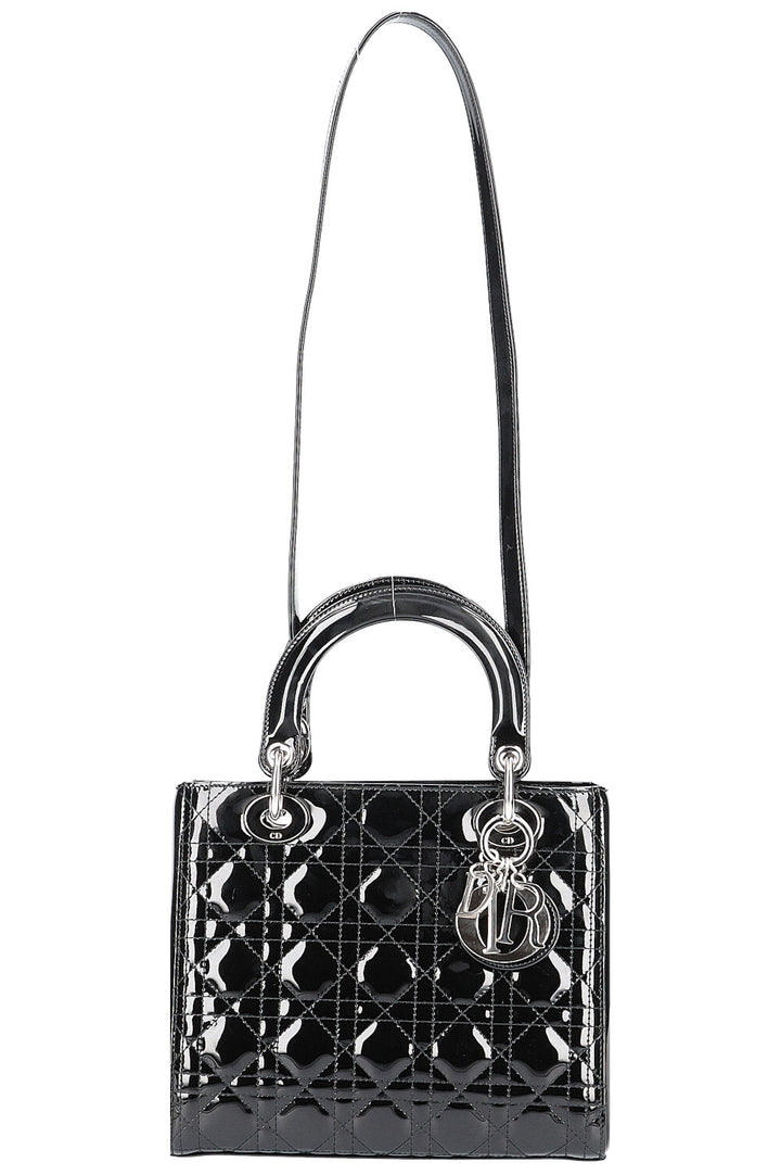 Christian Dior Lady Dior Medium Patent Black 