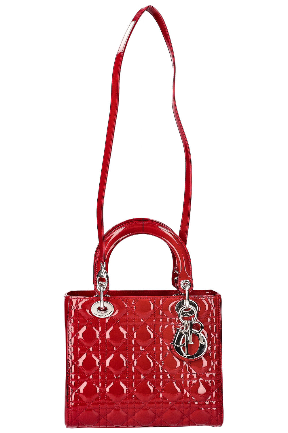 Christian Dior Lady Dior Medium Patent Red