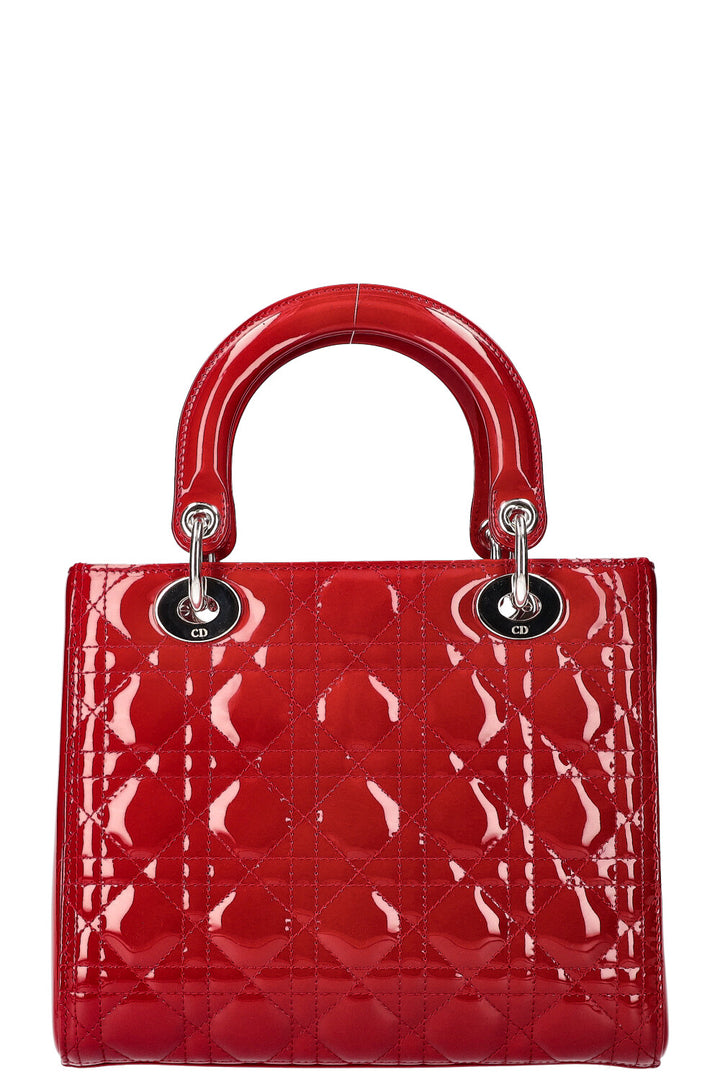 CHRISTIAN DIOR Lady Dior Medium Patent Red