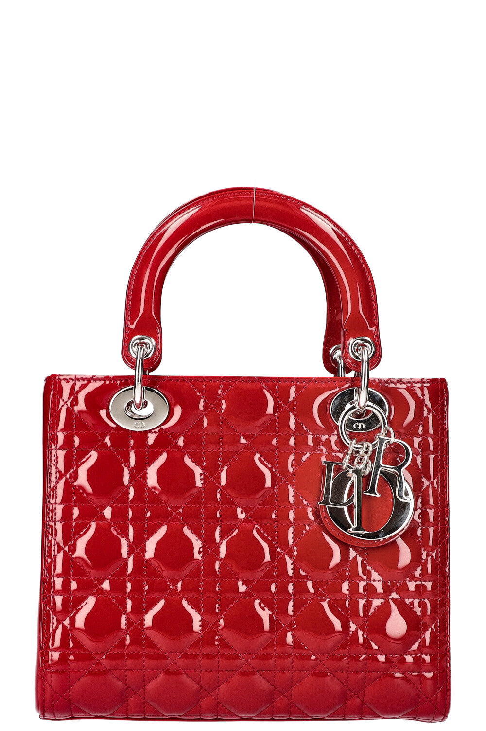 CHRISTIAN DIOR Lady Dior Medium Patent Red