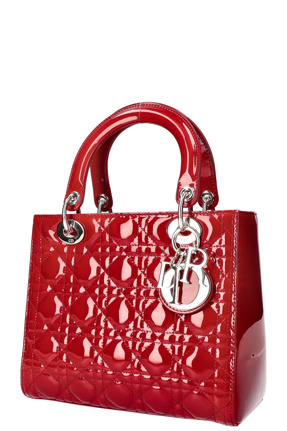 CHRISTIAN DIOR Lady Dior Medium Patent Red