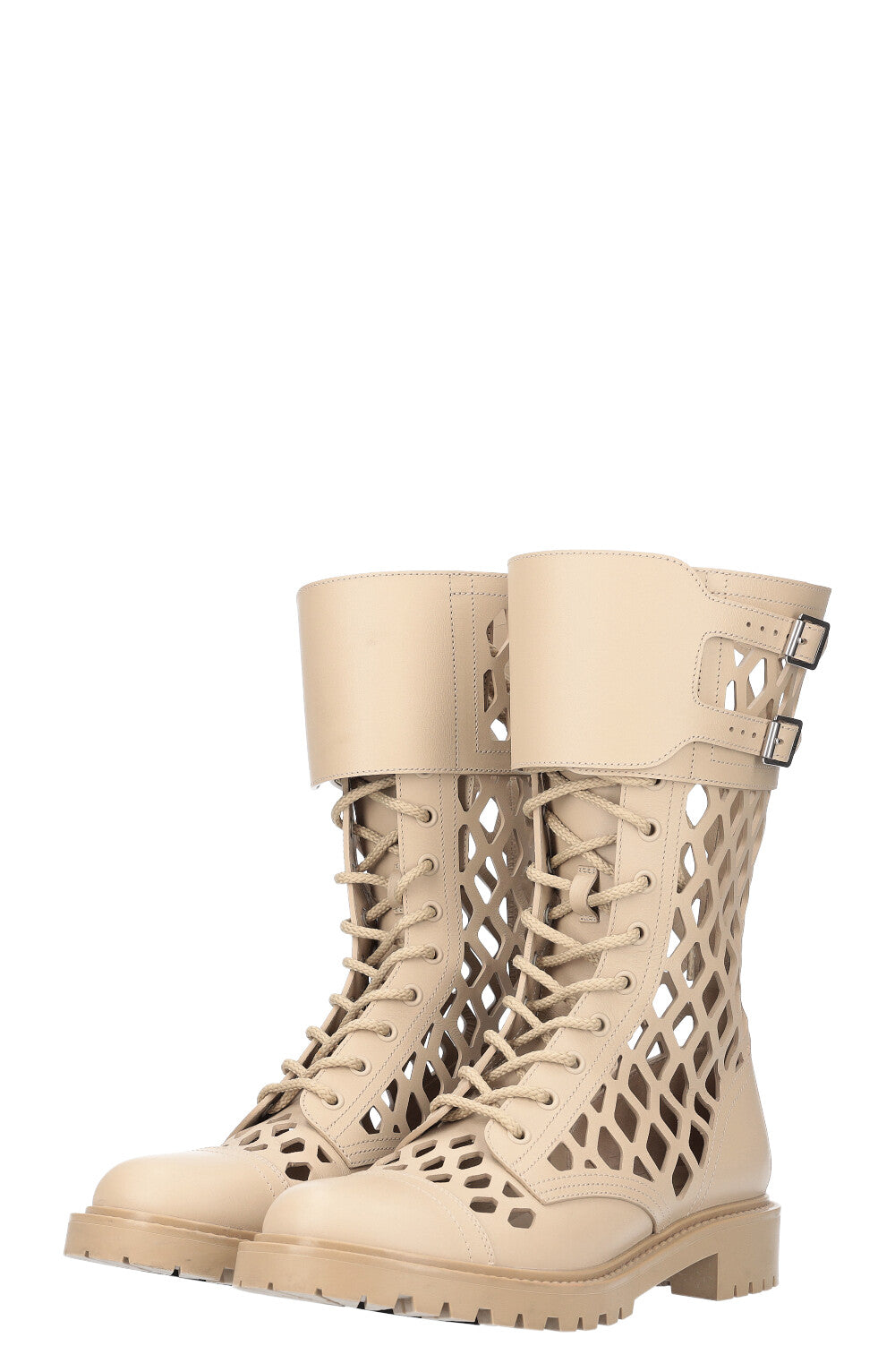 CHRISTIAN DIOR D-Trap Combat Boots Beige