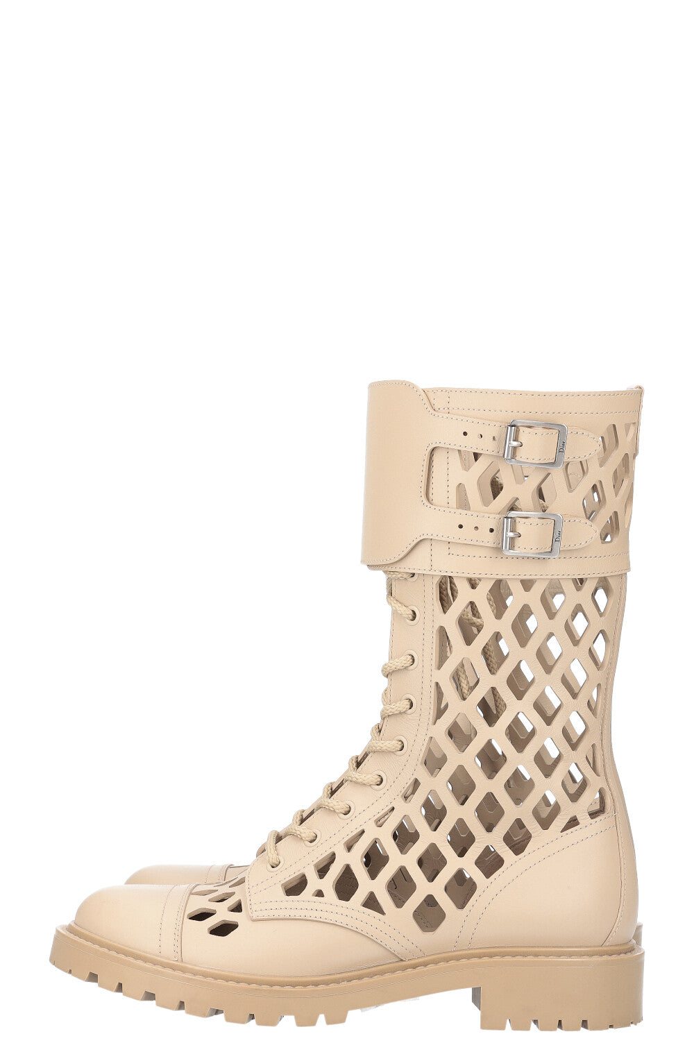 CHRISTIAN DIOR D-Trap Combat Boots Beige