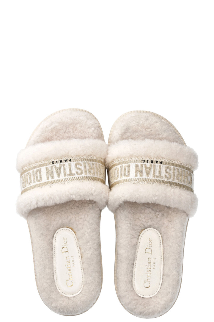 CHRISTIAN DIOR Dway Slides Shearling White