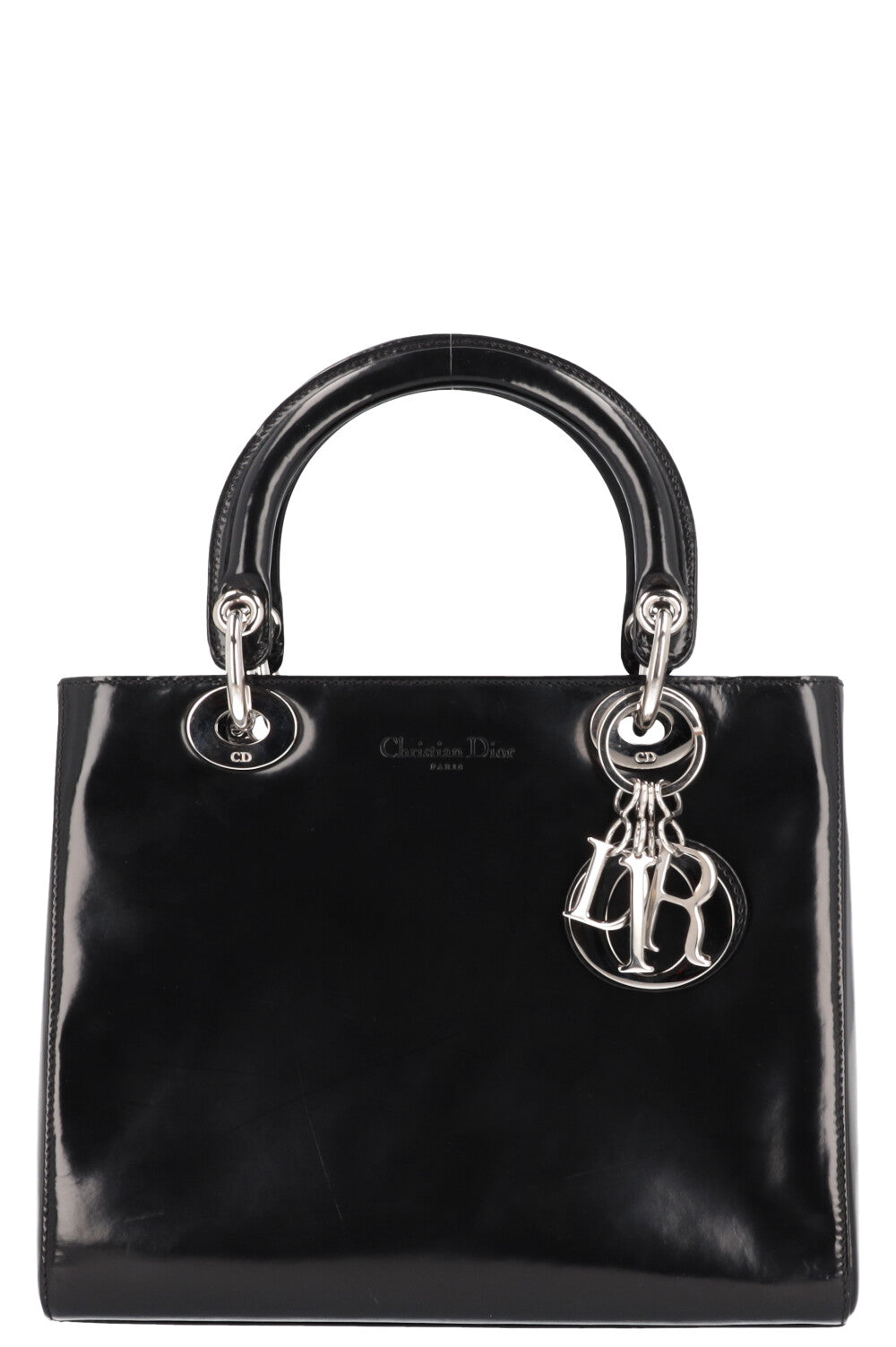 Christian Dior Lady Dior Bag Black Patent Leather 