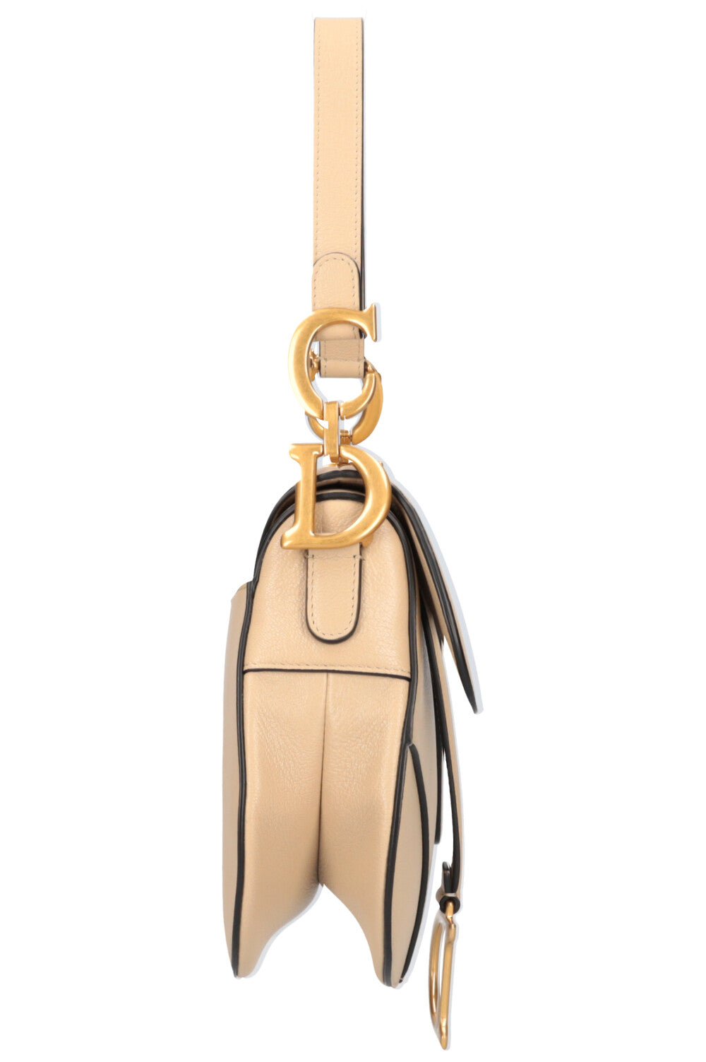 CHRISTIAN DIOR VINTAGE SADDLE BAG tan calfskin leather top handle with CD  logo finishing matte