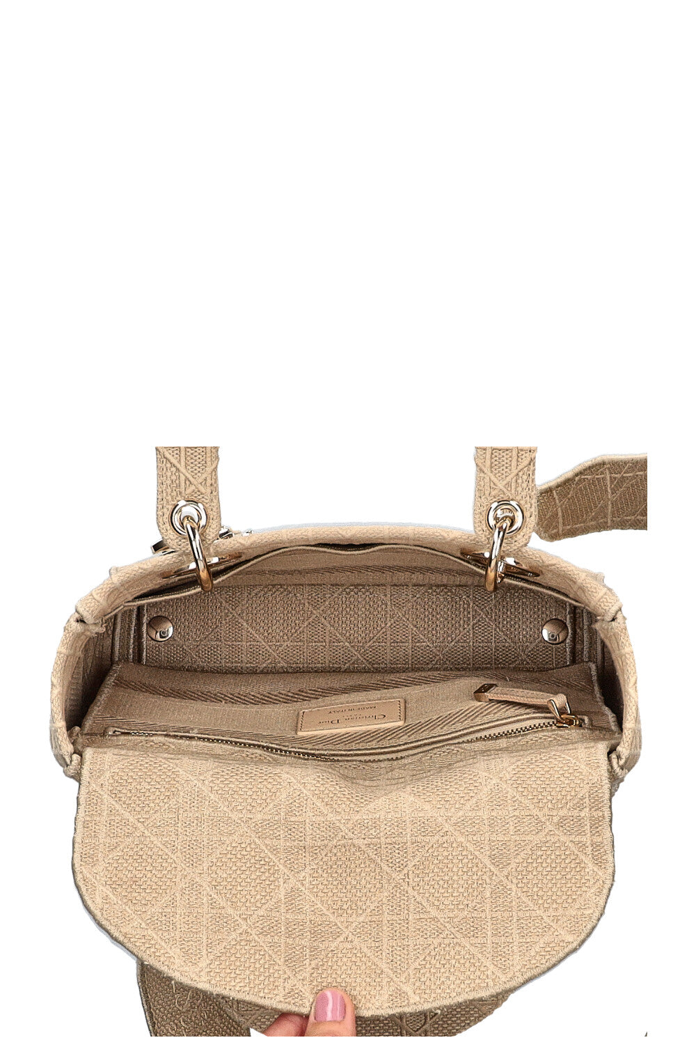 CHRISTIAN DIOR Sac Lady D-Lite Moyen Cannage Beige