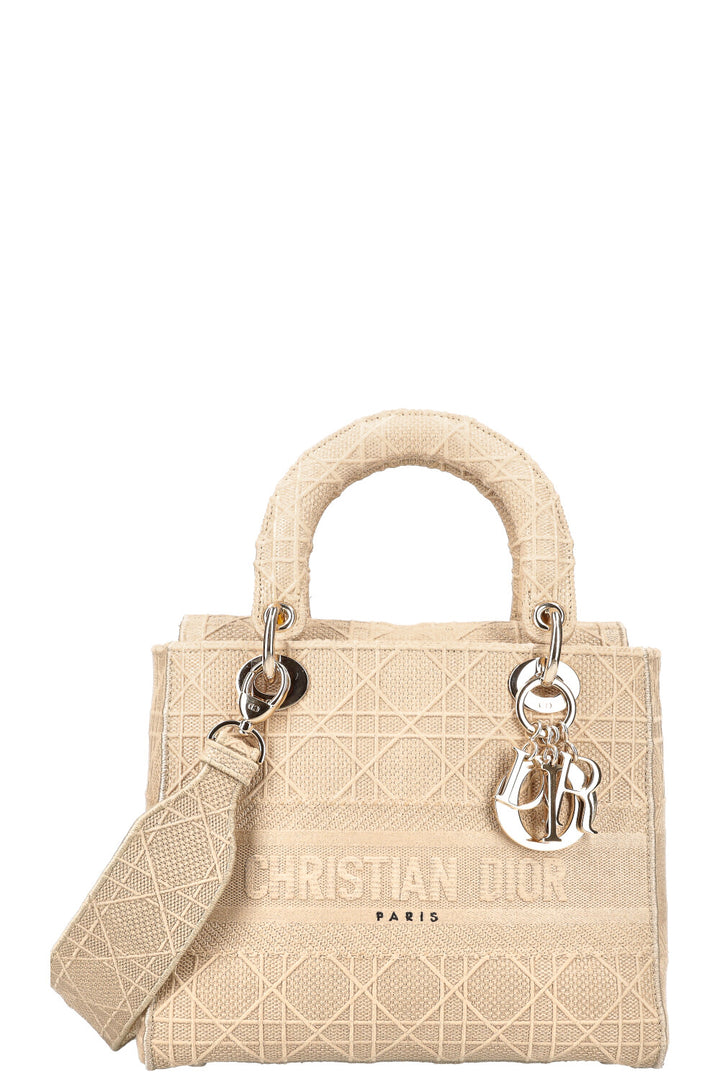 CHRISTIAN DIOR Sac Lady D-Lite Moyen Cannage Beige