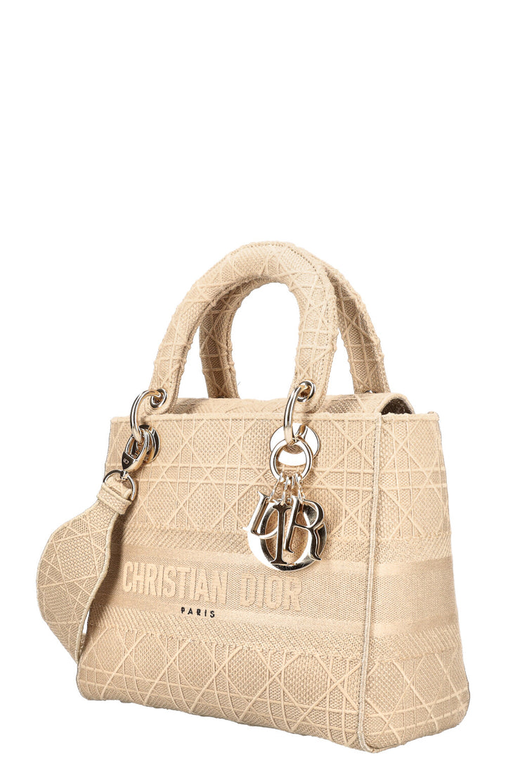 CHRISTIAN DIOR Sac Lady D-Lite Moyen Cannage Beige