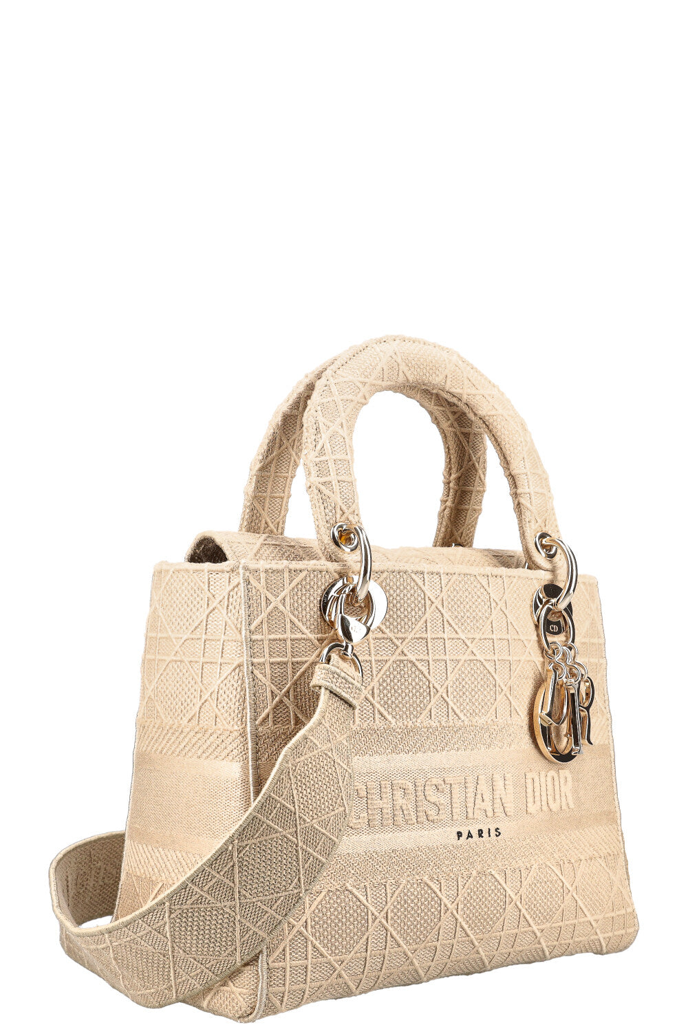 CHRISTIAN DIOR Medium Lady D Lite Bag Cannage Beige REAWAKE
