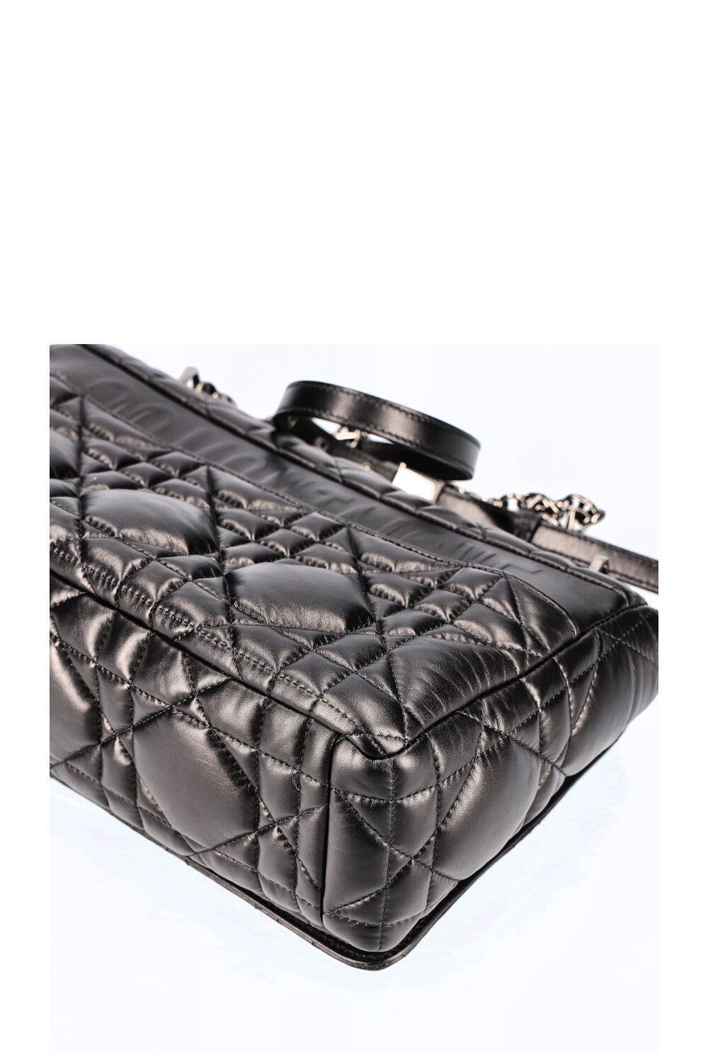 CHRISTIAN DIOR Large Quilted Caro Bag Black